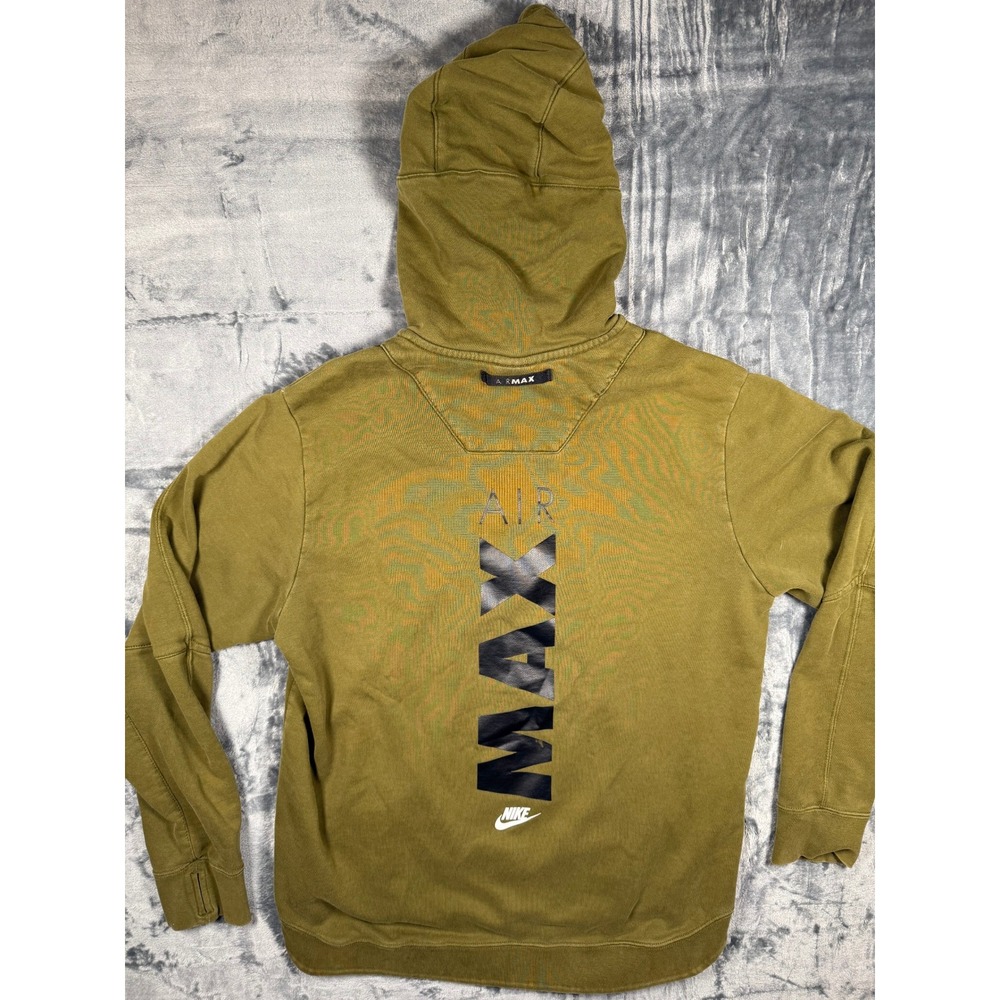 Nike Hoodie Mens Large Olive Green Air Max Half Zip Pullover Thumbhole Athletic